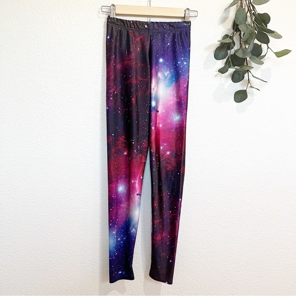 Blackmilk Pants - Blackmilk- Purple/Pink Galaxy Leggings Small
